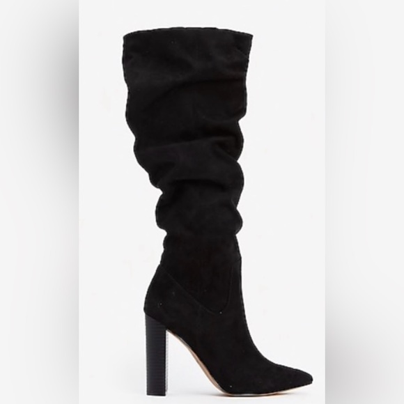 Express Black Heeled Boots Leather Collection - Picture 1 of 3